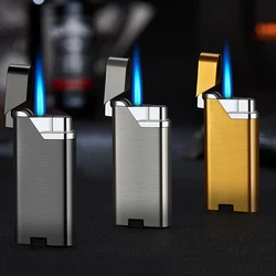 Ultra-thin Metal Lighters Refillable Butane Gas Torch Jet Lighter Windproof Portable Cigar Lighter Without Gas