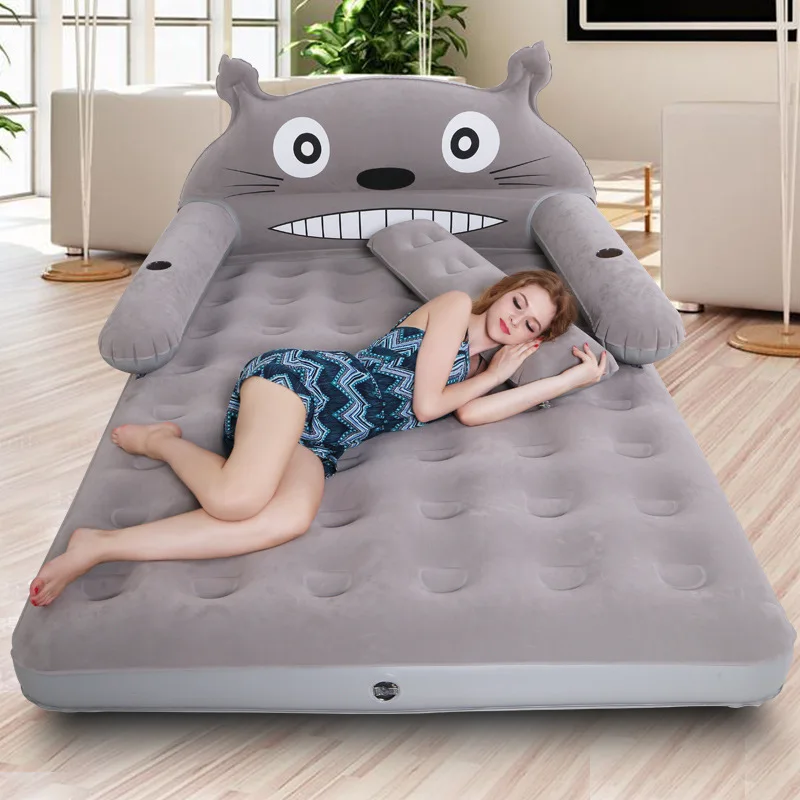 

New Inflatable Home Single Double Thickening Plus Atmospheric Cushion Mattress Cartoon Lazy Air Bed Outdoor