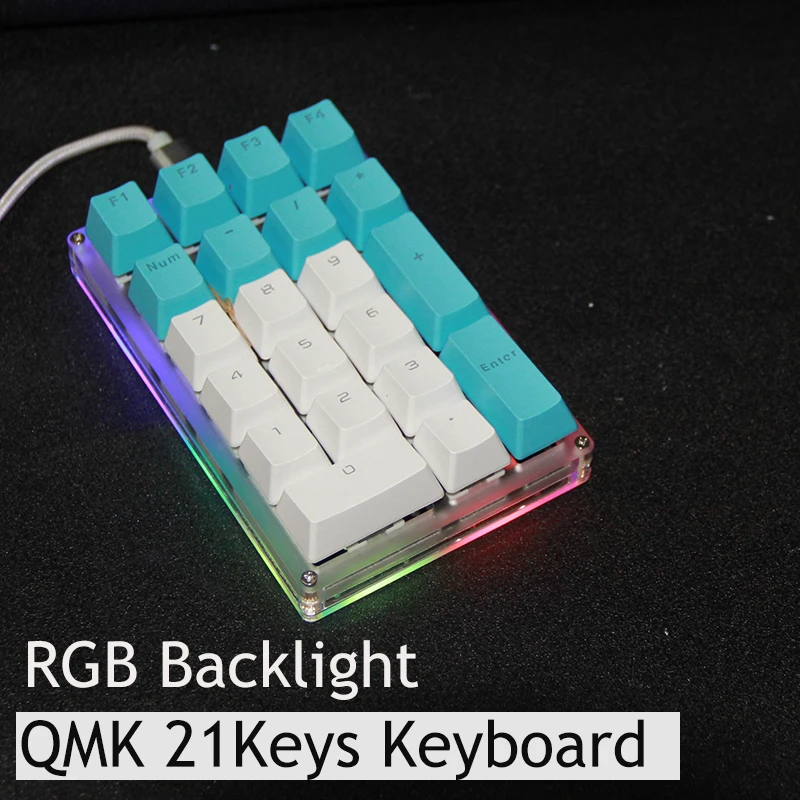 

QMK Keyboard Programming Macro Function Keypad Macropad 21Keys With RGB Backlight Numpad Programmable mini Mechanical keyboards