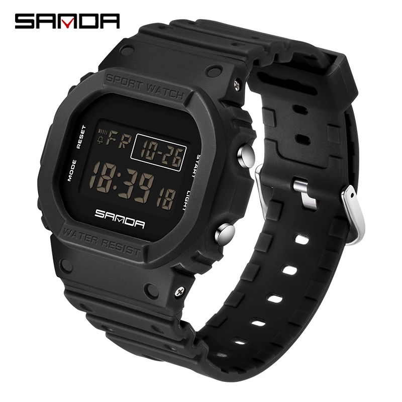 SANDA Fashion LED Digital Watch Multifunction Wrist Watch Rectangle G Style Watches Men\'s Sport Waterproof Watches reloj mujer