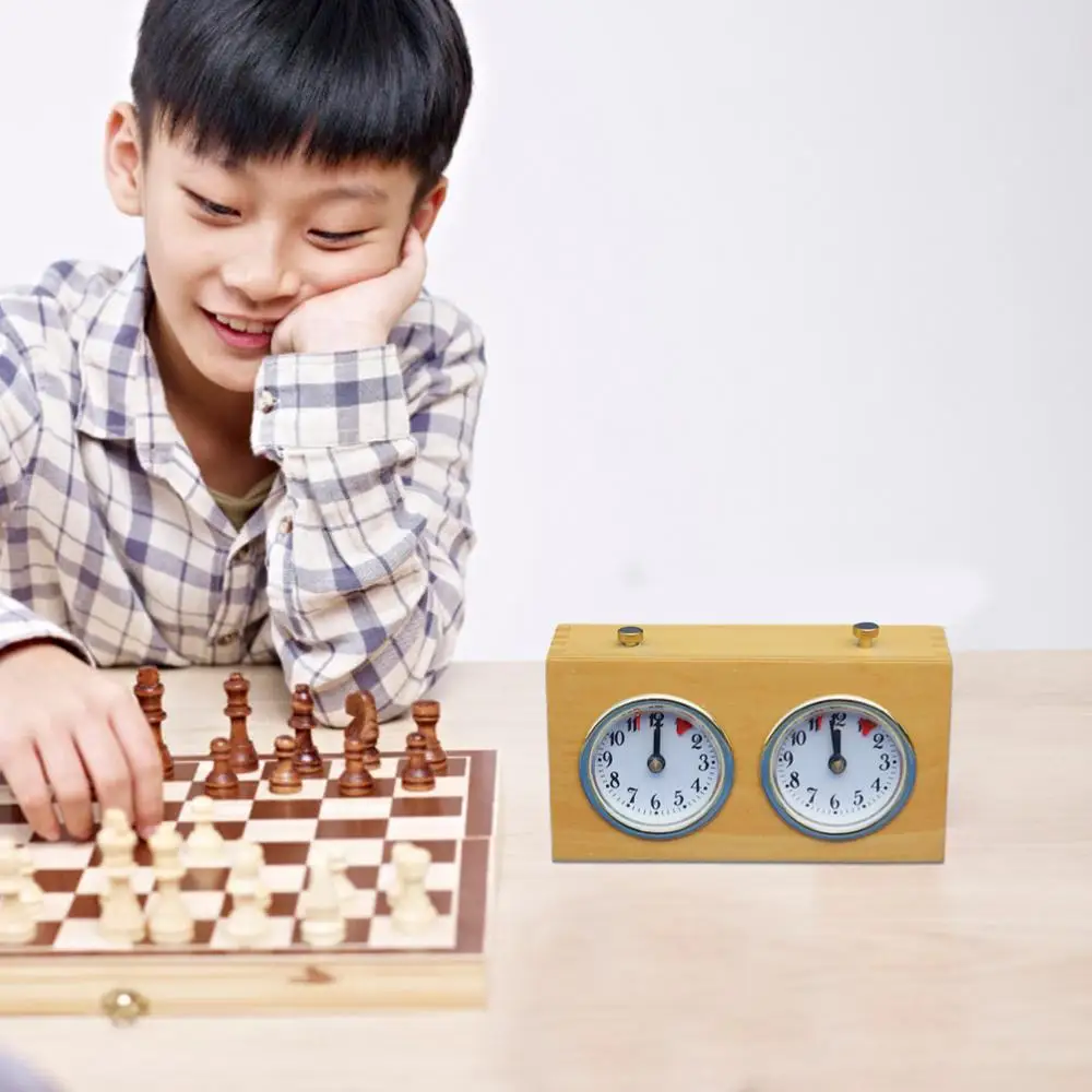 Wooden Competition Game Chess Clock Timer Gift Wind-Up Mechanical Accessories for Board Games