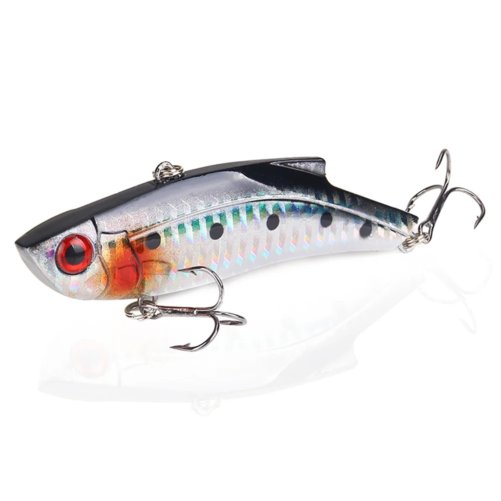 1Pcs 9cm 27.4g VIB Lures Wnter Ice Fishing Hard Bait 3D Eyes Vibration Sinking Crankbait Bass Fishing Tackle Treble Hooks