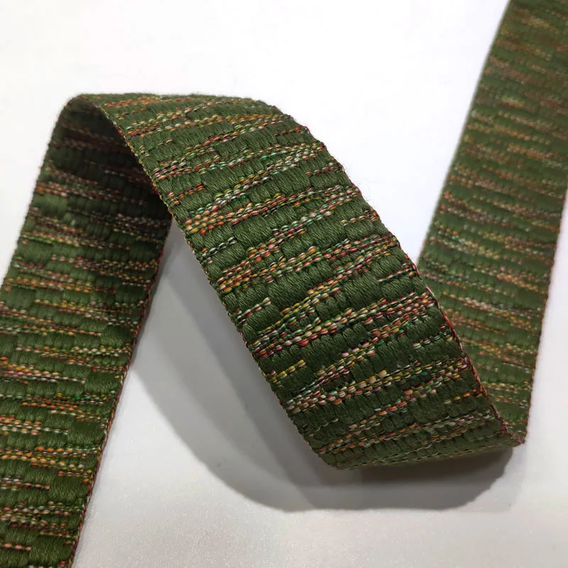 1.5 Inch High Quality Green Color Military Color Jacquard Cotton Webbing Tape For 38mm Wide 1.8mm Thickness