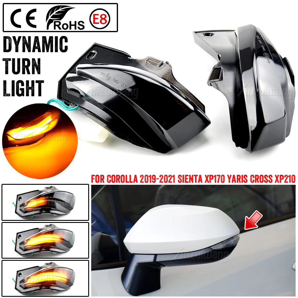 LED Dynamic Side Mirror Indicator Blinker Sequential Light For Toyota Corolla Sport E210 Sienta XP170 Yaris XP210 2019 2021