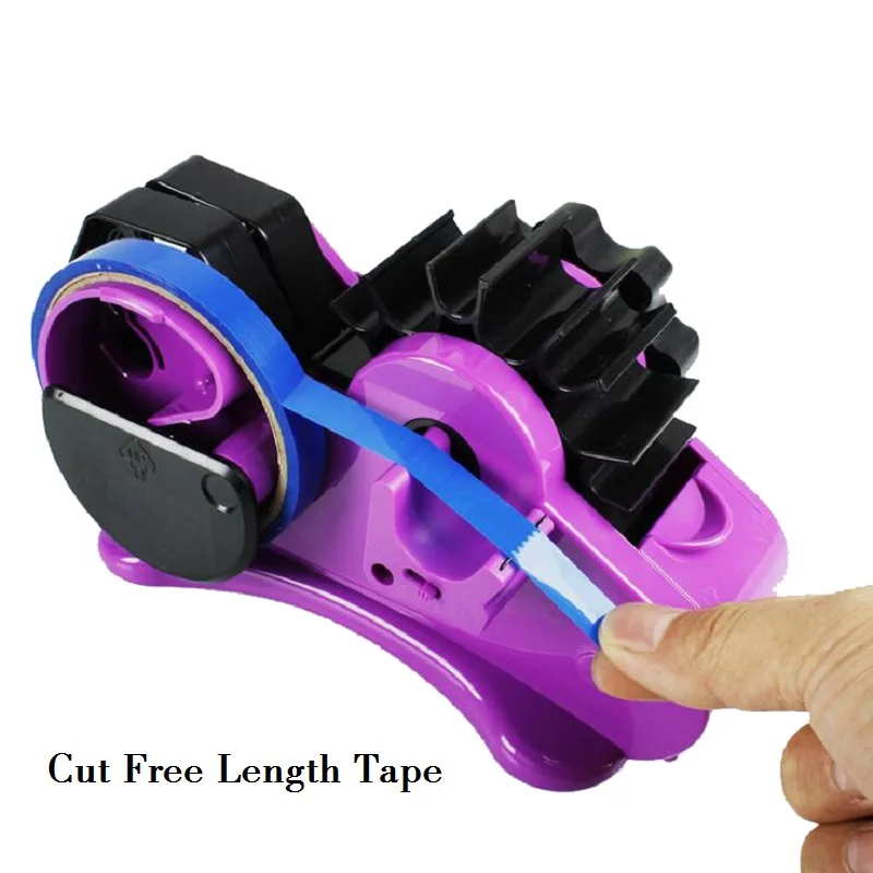 Semi-Auto Tape Dispenser with 35mm Fixed Length Tape Cutter and Free Length Cutter Desktop Cutter Office Packing, Random Color