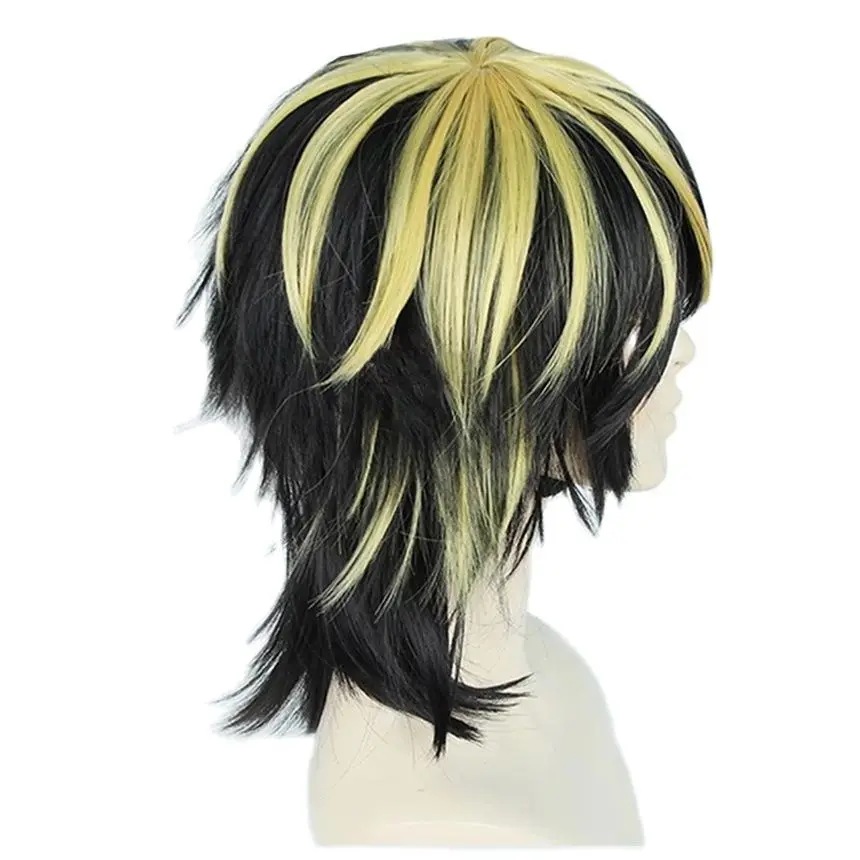 Anime Hanemiya Kazutora Cosplay Wig Tokio Manji Gang Short Black Golden Hair Heat Resistant Wigs + Earring + Tattoo Sticker image 4