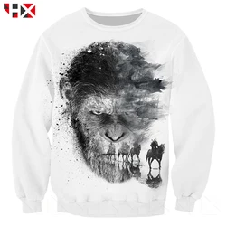 HX War for The Planet of Apes 3D Print Movie Harajuku Sweatshirt Hoodie Unisex Funny Gorilla Fashion Autumn Tops HX437