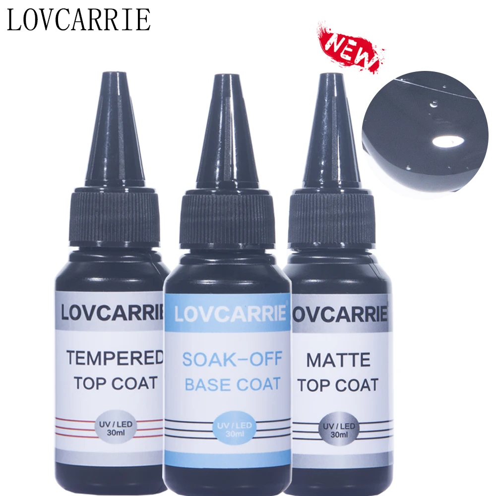 

LOVCARRIE 30ML Gel Polish Thick Rubber Base Coat Top Coat UV Varnish for Nails Long Lasting Semi Permanent Base Top Coat Gellak