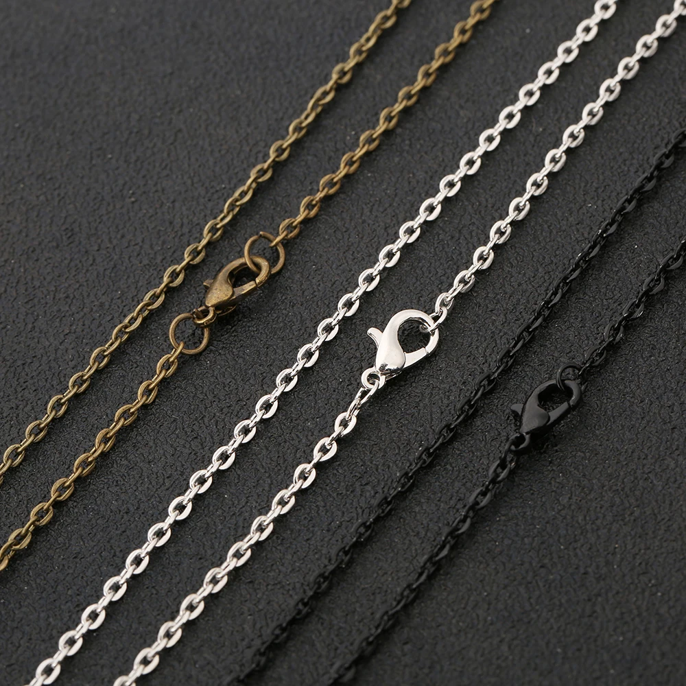 10 unids/lote rodio Color bronce antiguo 2x3mm Cable plano enlace collar cadena 50cm de longitud ajuste DIY collar joyería hacer hallazgos