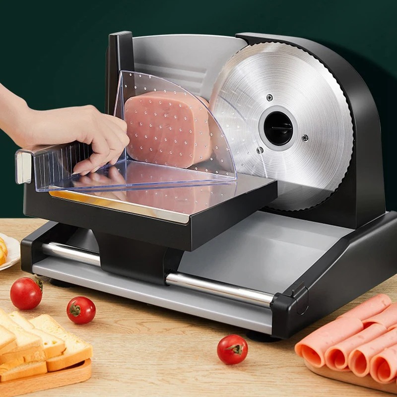 220V Electric Slicer Fruit Vegetable Beefsteak Bread Sausage Ham Cutter Semi-Automatic Cut Mutton Roll Slicing Machine