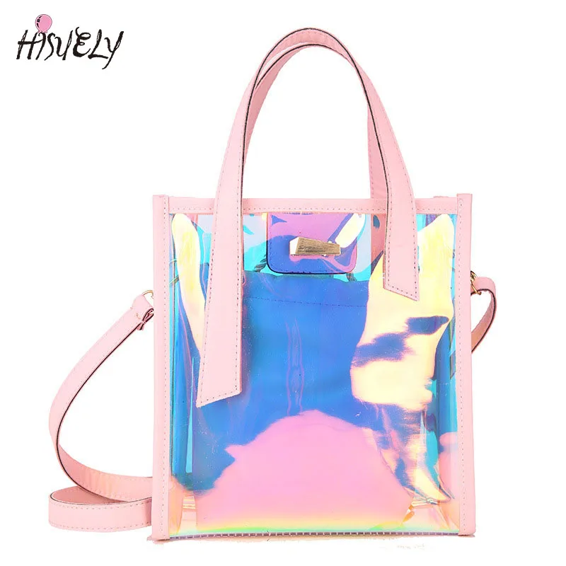 2024 New Summer transparent bag fashion ladies handbag 2 pcs Messenger Crossbody pack PVC Big Beach Shoulder bags for women