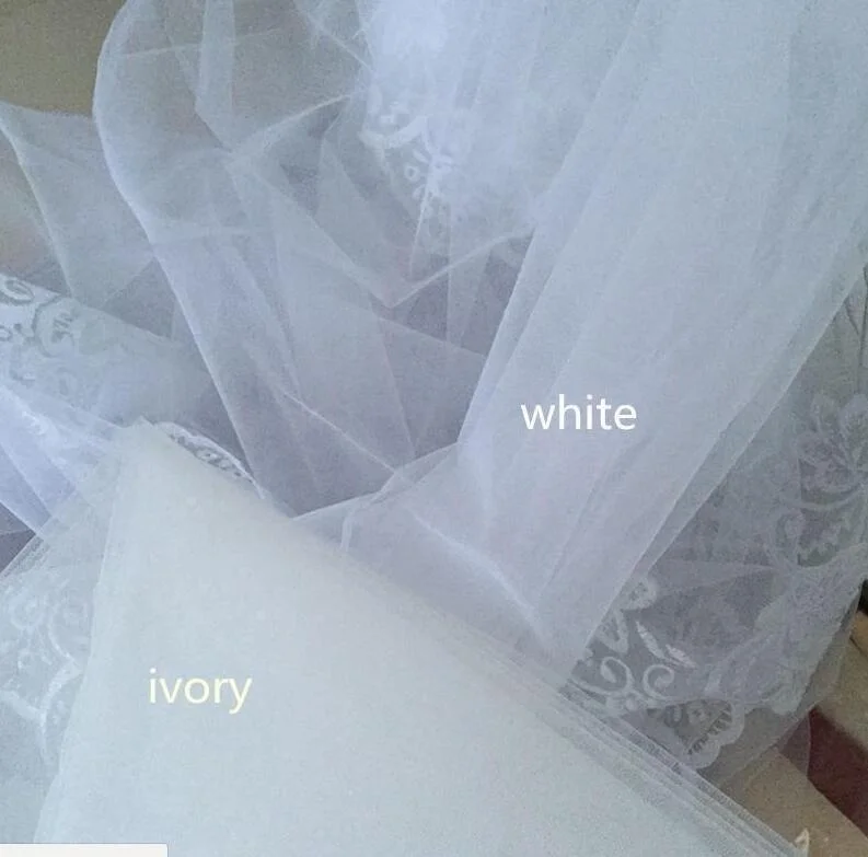 Wedding Veil 1 Tier 3/5  Meter Long Sequins Lace Edge Cathedral Bridal Wedding Veils