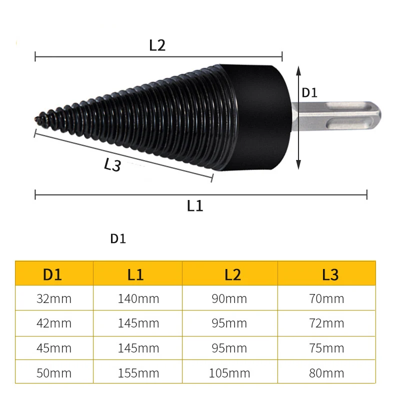 Firewood Splitter Drill Bit Round/Hex/Triangle Shank Wood Cone Reamer Punch Driver Step Drill Bit Woodworking Tool