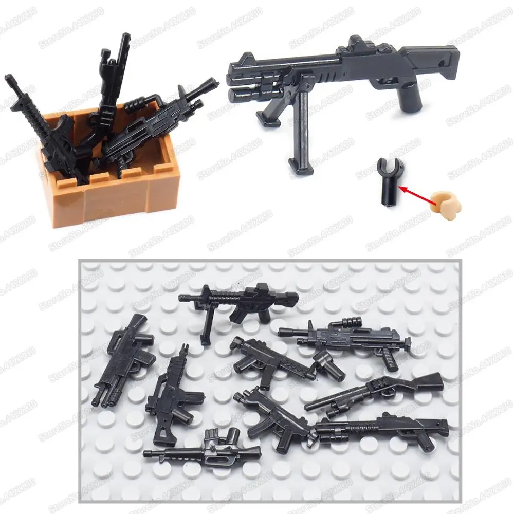 Military Figures Mini Weapons Building Block Assemble Army Heavy Machine Guns Set World War 2 Equipment Child Christmas Gift Toy