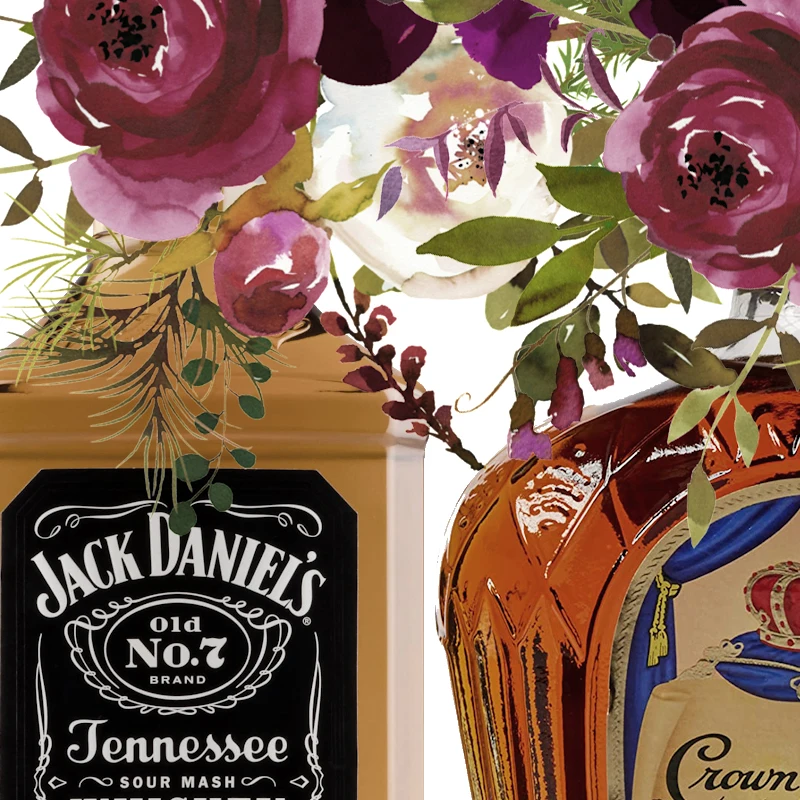 Whisky Watercolor Floral Canvas Painting Bar Pub Decorative Picture Creative Whisky Flowers Poster Art Prints Kitchen Wall Decor