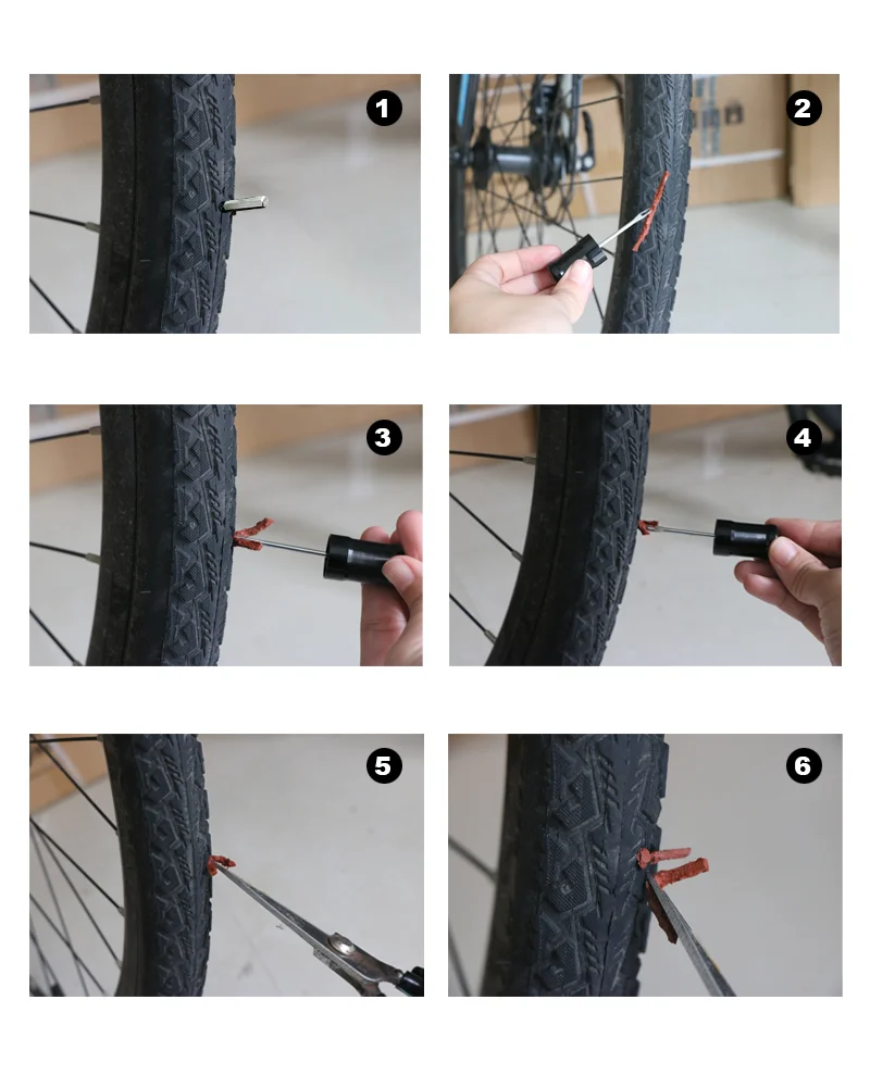 Fahrrad Reifen Reparatur Werkzeuge Gummi Streifen Fahrrad Reifen Bohrer MTB Rennrad Tubeless Werkzeug Dringende Kleber Kostenlose Reparatur Gummi Streifen Set