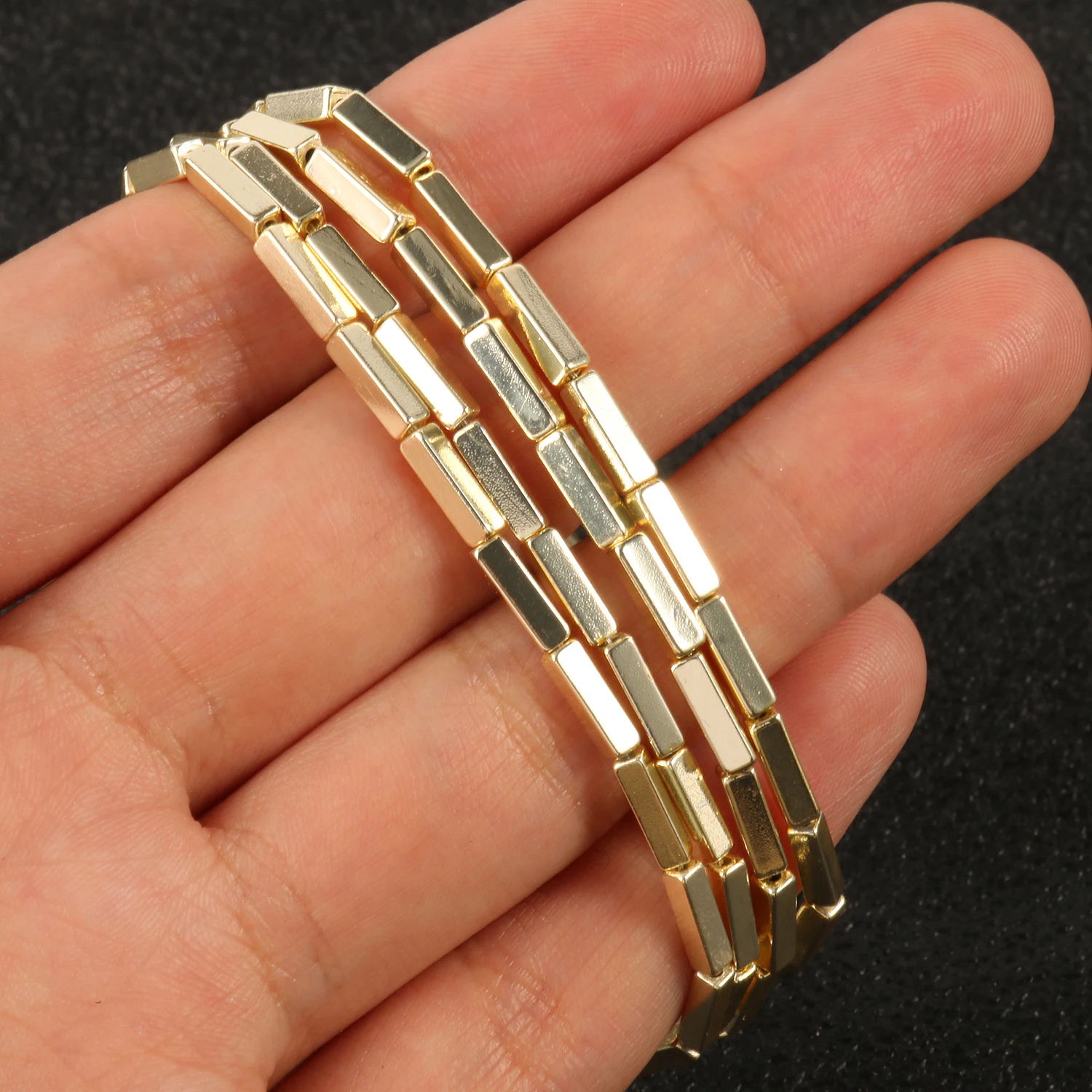 9K Gold Color Hematite Square Heart Round Shape Natural Beads Loose Stone Beads For Jewelry Making DIY Bracelet Necklace 15inch