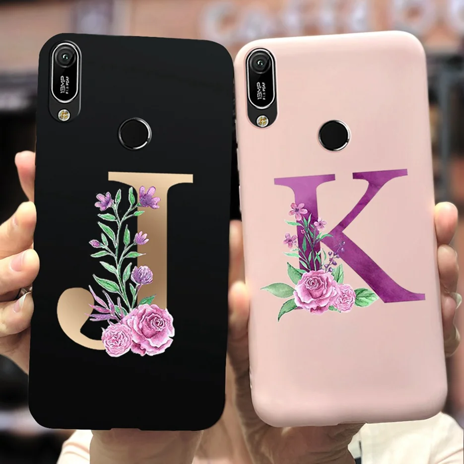 Alphabet Letters Name Phone Cases For Huawei Y6 2019 Case Soft Slim Fundas Back Cover For Huawei Y6 2019 MRD-LX1 MRD-LX1F Bumper