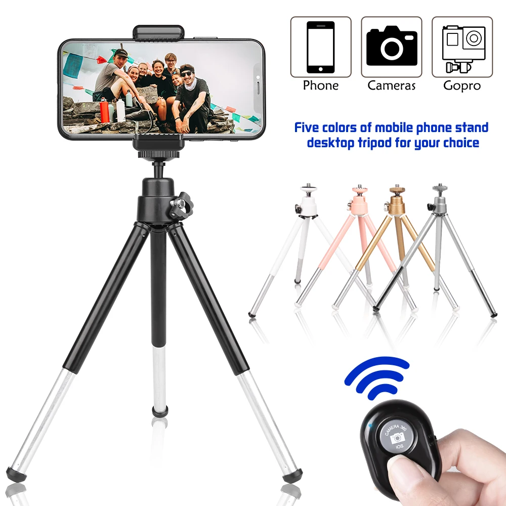 

Tripod For Phone Mini Phone Holder Tripod Mobile Bluetooth Remote Selfie Stick Tripode 360 Degree Camera Portable Stand Holder