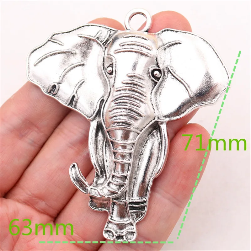 Elephant Metal Pendant, Large Elephant Charms, Indian Elephant Charms, 71 * 63mm Elephant Charms, DIY Jewelry Handicraft Making