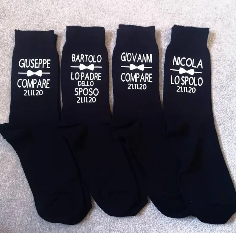 Chaussettes de mariage personnalisées avec nom, Père de la mariée, Groomsman, Meilleurs hommes, Page personnalisée, Chaussettes pour garçons