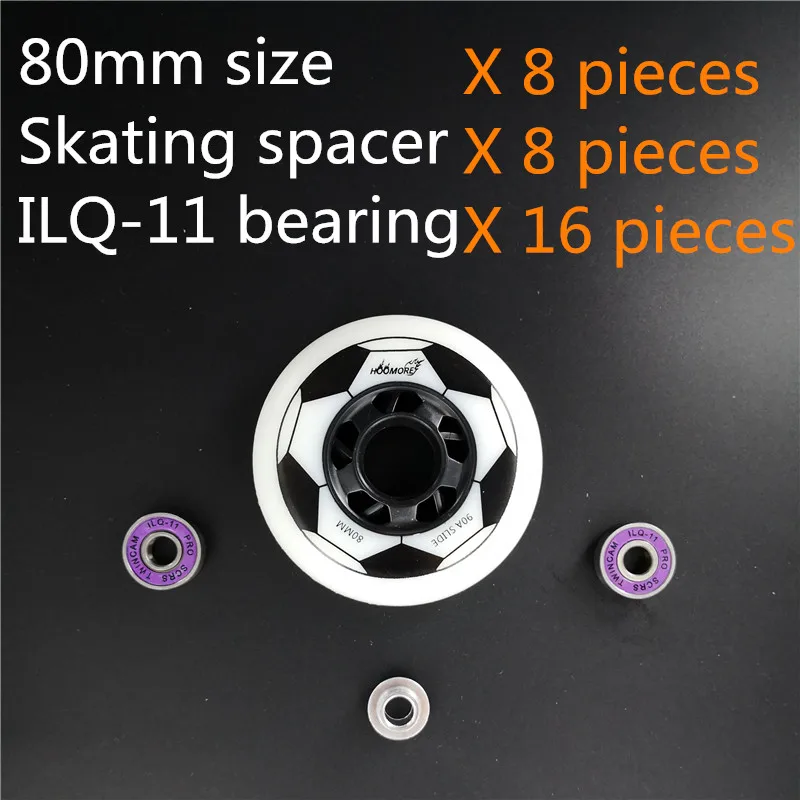 90A Slide wheel for Inline Skates Shoes Roller Patines Skating Wheels white 72mm 76mm 80mm with 608RS ILQ11 bearing spacer 8 pcs