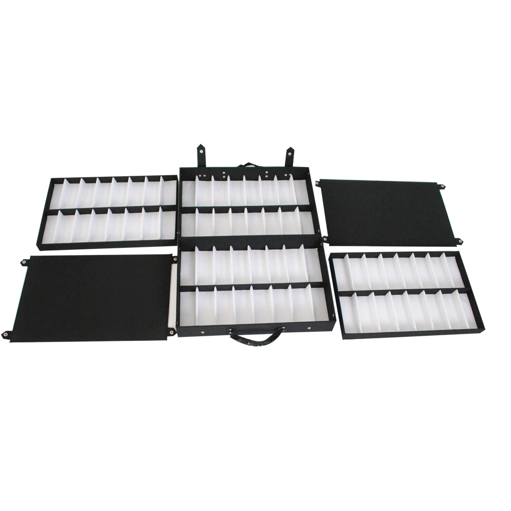 64pcs Portable Sunglass Sales Reps Display Storage Compact-sized Box Briefcase with Stackable Trays