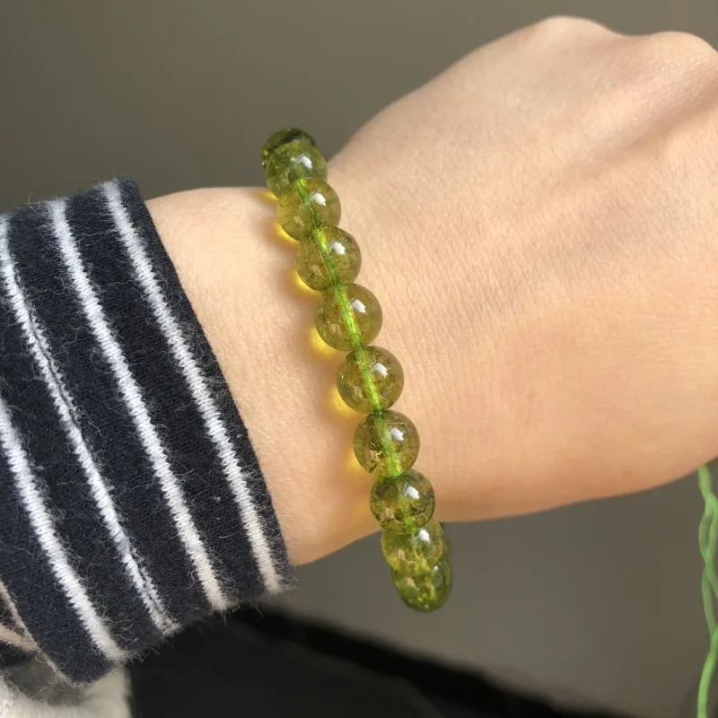 Green Peridot Stone Beads Round Loose Rondelle Beads For Jewelry Making Natural Crystal Bead DIY Charm Bracelet 6 8 10mm 15\
