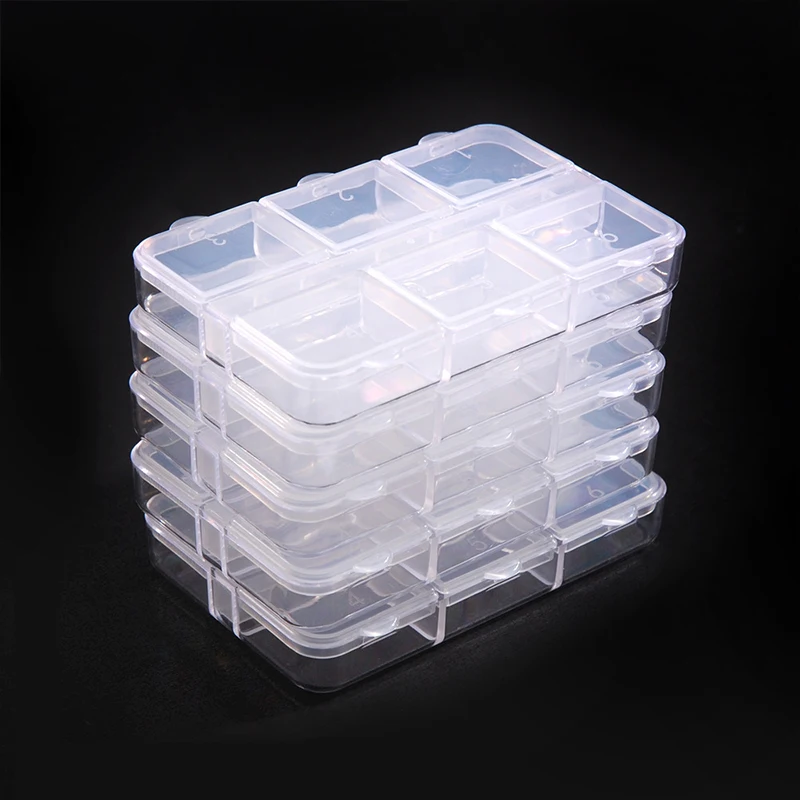 2 قطعة 6 فتحة صندوق بلاستيكي شفاف 7.5*5*1.1 سنتيمتر صغيرة الوجه حقيبة للتخزين الخرز النتائج مجوهرات اكسسوارات المنظم الحاويات #5