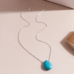 Aihua Fashion Bohemian Water Drop Shape Natural Stone Pendant Necklaces Clavicle Chain Necklaces & Pendants for Women Jewelry