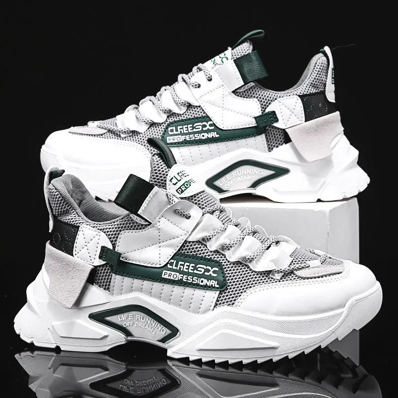 Men's Sports Shoes 2021 Spring and Autumn New Fashion Breathable Thickened Sports Shoes Street Style Men's Leisure Walking Shoes