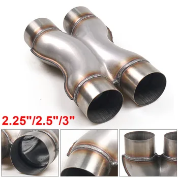 X-PIPE de voiture 2.25 ''2.5'' 3 ''entrée/sortie système d'échappement de voiture x-pipe en acier inoxydable pointe de silencieux universelle tuyau d'échappement à quatre voies