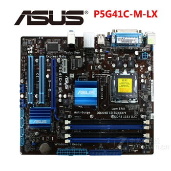 ASUS P5G41C-M LX 마더보드, 1066MHz 2 x DDR2 DDR3 8GB LGA 775 G41 P5G41CM LX 데스크탑 메인보드, SATA II 플레이트 사용