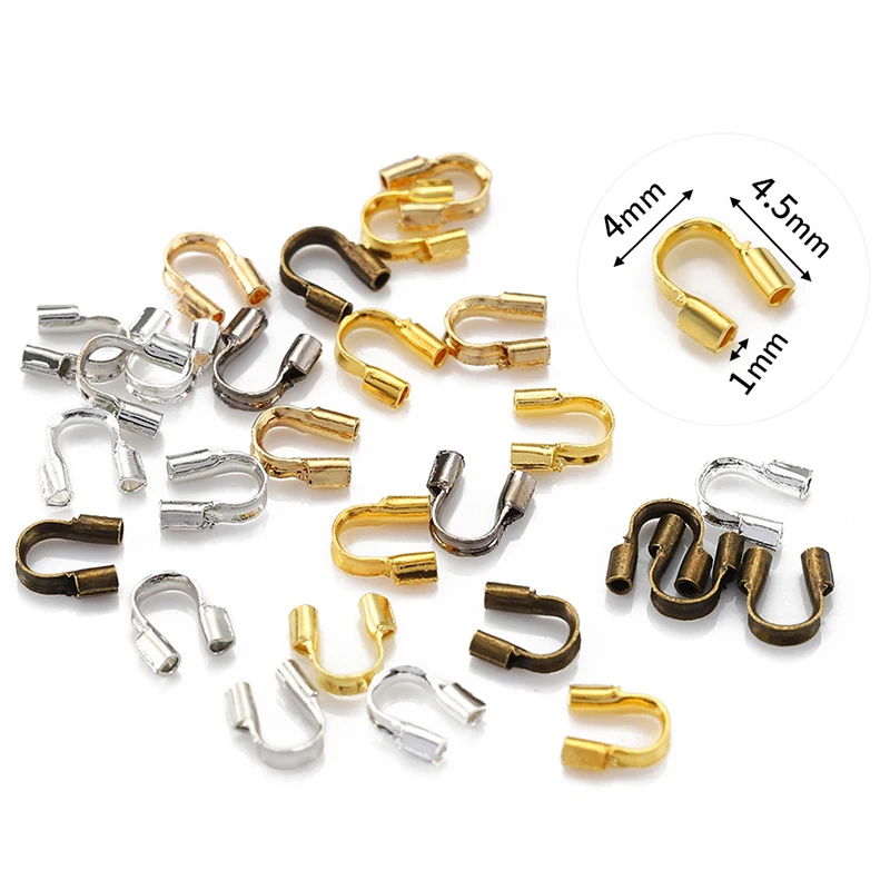 100pcs 4.5x4mm Wire Protectors Wire Guard Guardian Protectors loops U Shape Clasps Connector For DIY Jewelry Making Accessories