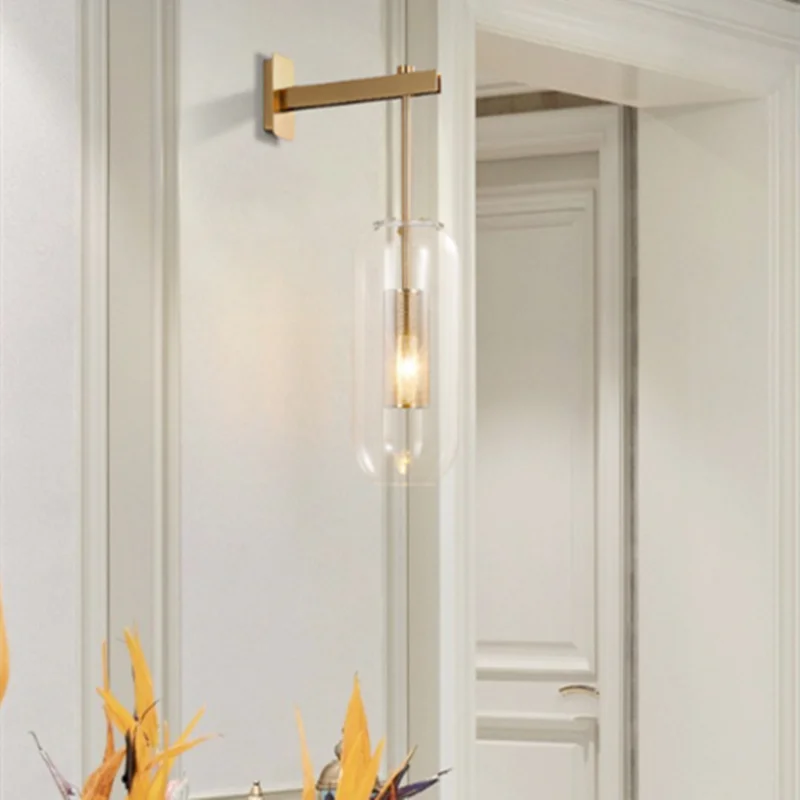 Vadim Wall Lamp Post-modern Gold industrial sconce for Bathroom Bedroom Mirror Nordic Home Decor E14 glass wall lamp