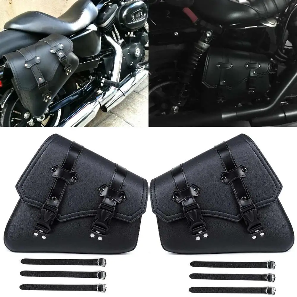 

Motorcycle Waterproof Bag Motorcycle Saddle Bags Pu Leather Motorbike Side Tool Bag out door Luggage For Sportster XL 883 1200