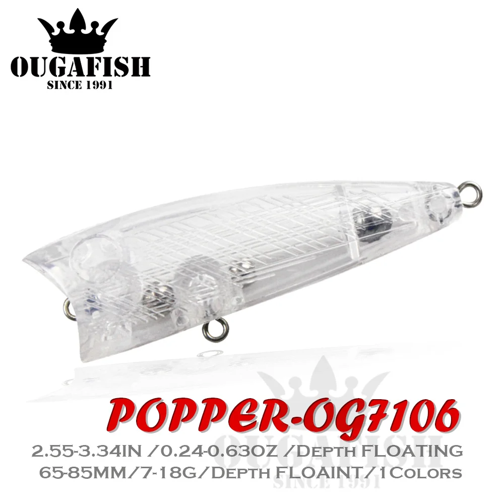 2022 Fishing Blank Unpainted Popper Lures 65-85mm 7-18g Floating Wobblers Isca Artificial Accesorios De Pesca Seabass Fish Goods