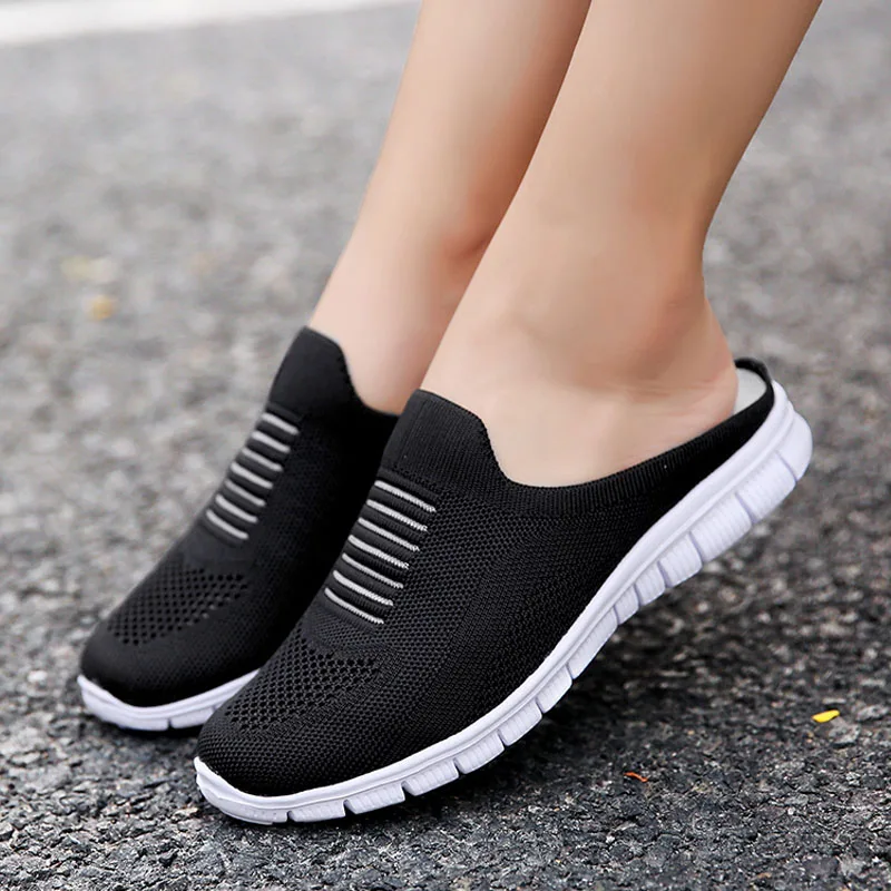 Fashion New Casual Slip On Half Shoes For Women 2020 Breathable Lightweight Woman Flats Chaussure Zapatillas De Mujer Deportiva