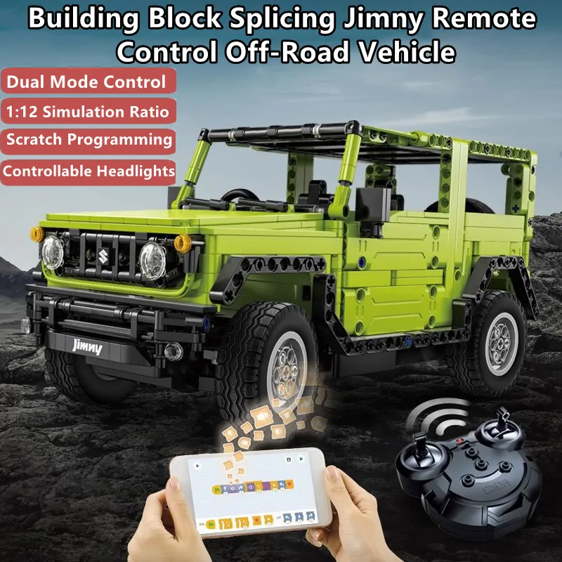 

1:12 579PCS Building Block Splicing Jimny RC Truck Scratch Programming DIY Assemble Off-Road APP Remote Control Truck Model Toy