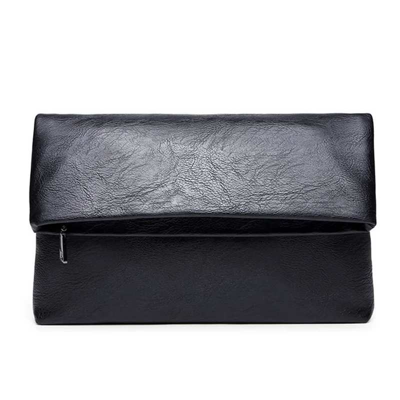 Fashion Black Men\'s Clutch bag Handbag Soft Leather Large Envelope Clutch bags for Men 2023