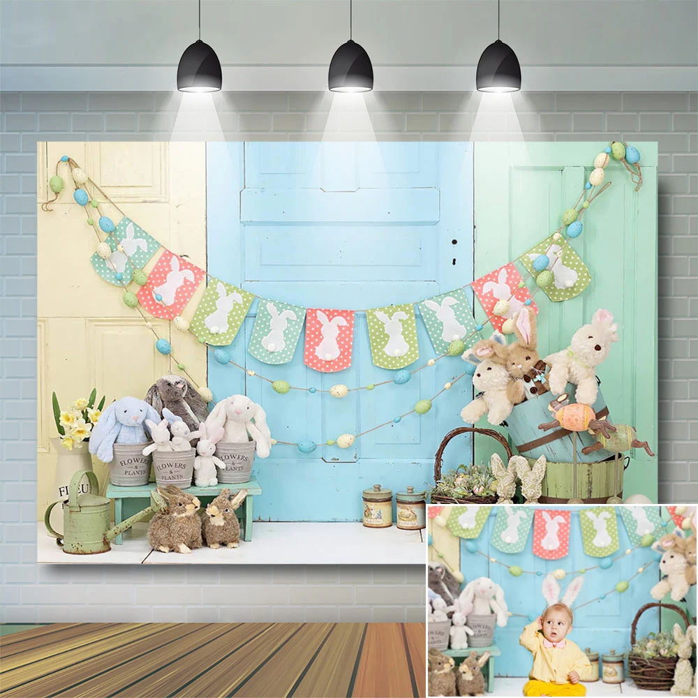 부활절 어린이 생일 배경 봄 사진 스튜디오 토끼 장식 문 장식 초상화 배경 당근 꽃 비닐 소품