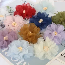 10PCS/Lot 6CM Handmade Chiffon Fabric Flowers Dress Hats Shoes Decoration Hair Accessories