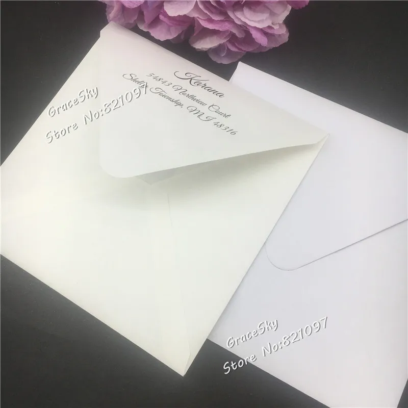 

50pcs/lot 16*16cm white/ivory Square wedding invitations printing date name envelopes special invitation universal envelope