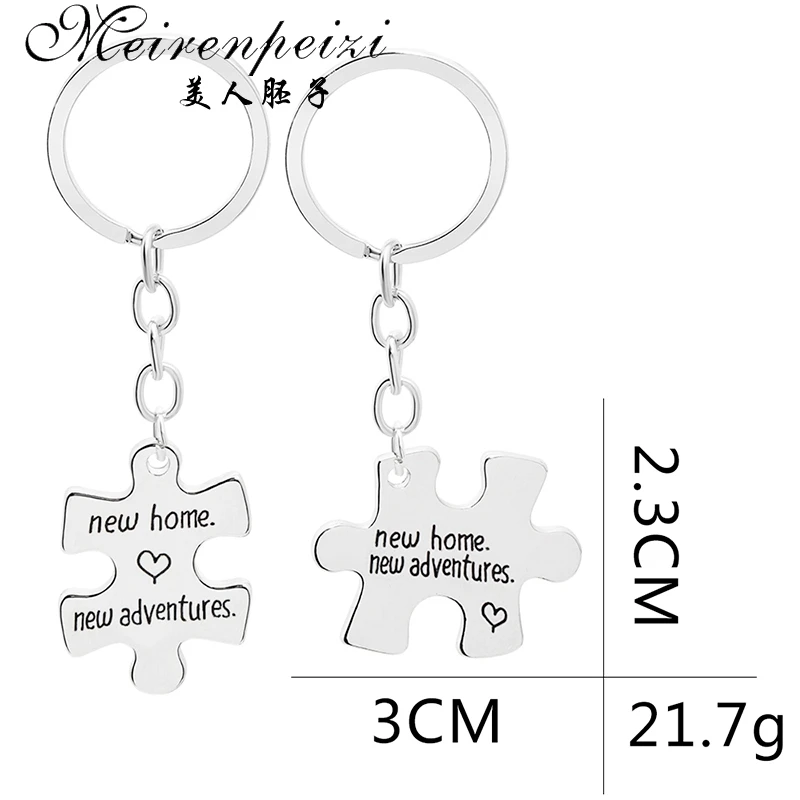 2Pcs/Set New Hot Sell Home New Adventure Couples Keychain Ideas Husband Wife Gift For New Home Owners