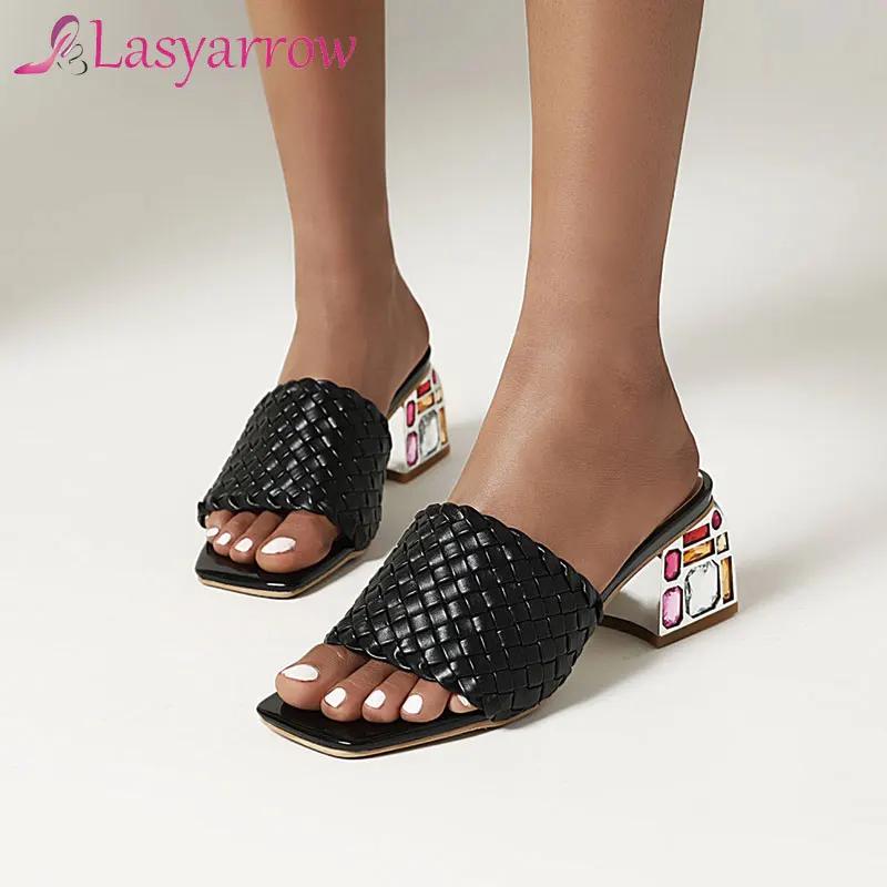 

Lasyarrow 2020 new arrive women sandals crystal high heel casual party shoes fashion brand summer sandals ladies big size 48