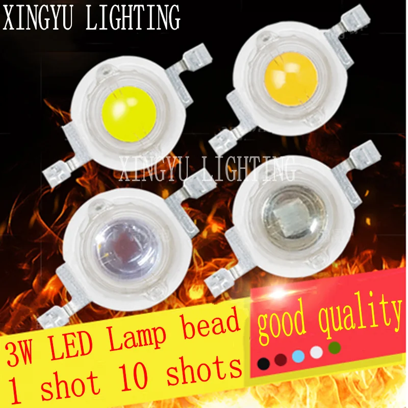 Free Ship 50Pcs 1W 3W High Power LED Chip Light Beads Cold Warm White Red Green Blue Yellow For SpotLight Downlight Lamp Bulb