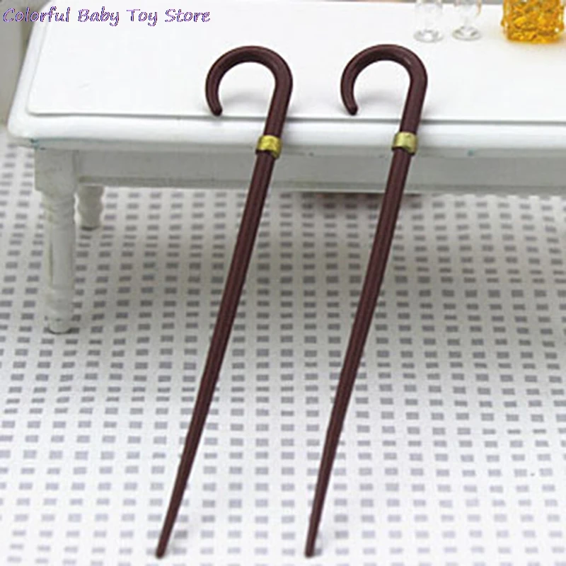 Mini Vintage Gentleman Walking Stick Simulation Crutch Model Toy For Doll House Decoration 1/12 Dollhouse Miniature Accessories