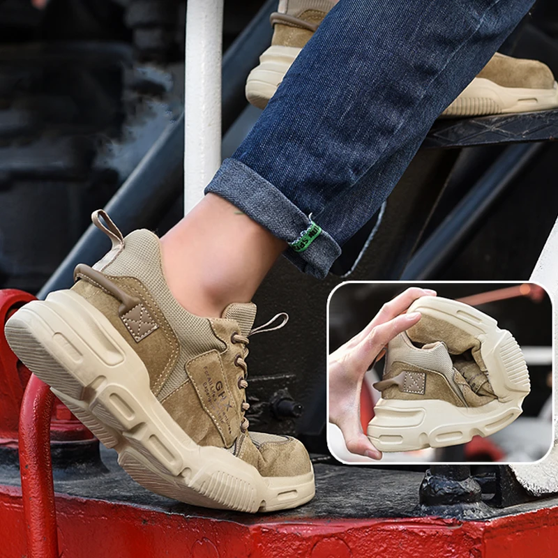 男性用鋼のつま先の安全靴,耐パンク性の作業靴,不滅のブーツ,ケブラーインソール,耐衝撃性,保護スニーカー,2022