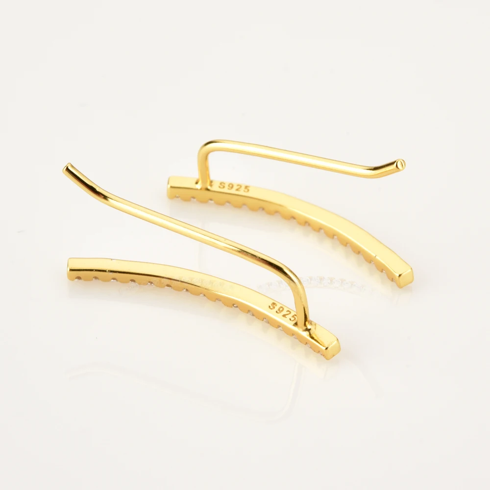 Kikichicc 925 Sterling Silver Gold 22mm Climber Women Fashion Rock Punk Earring Piercing Long Fashion Crystal Jewelry Wedding — zdjęcie 7