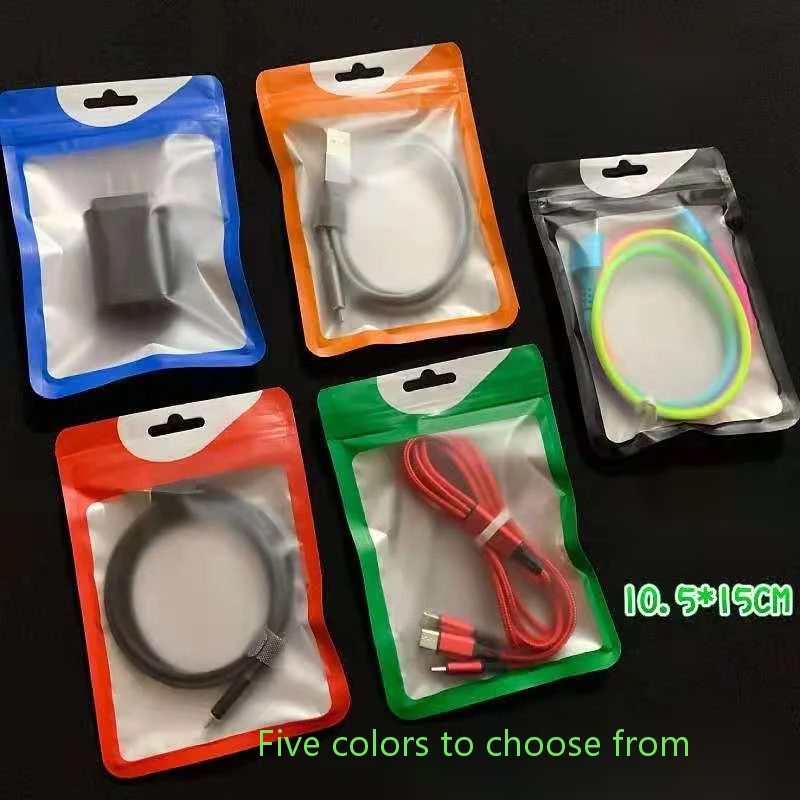 100pcs/lotTranslucentPlastic Ziplock Bag Data Cable Mobile Phone Cable Earphone Electronic Item Jewelry Packaging Bag